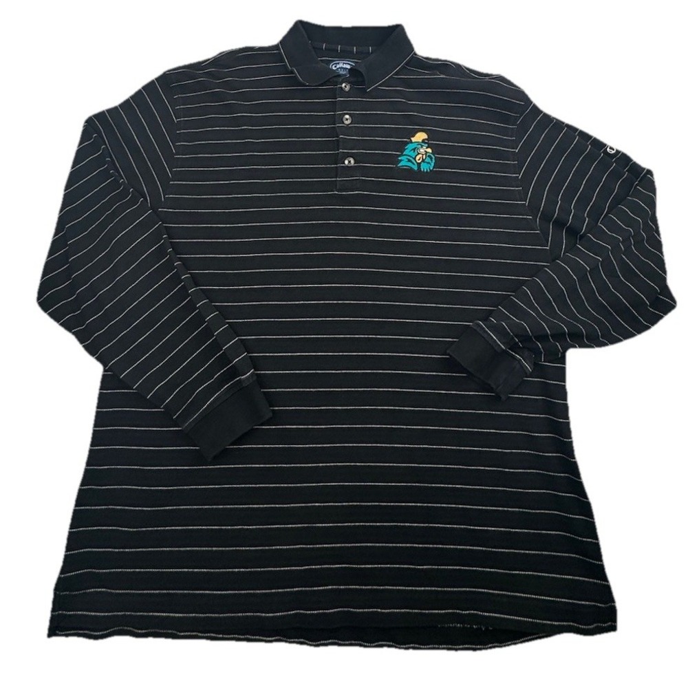 Callaway Polo Shirt Men's Large Black Y2K Golf‎ Rugby Preppy Coastal Carolina